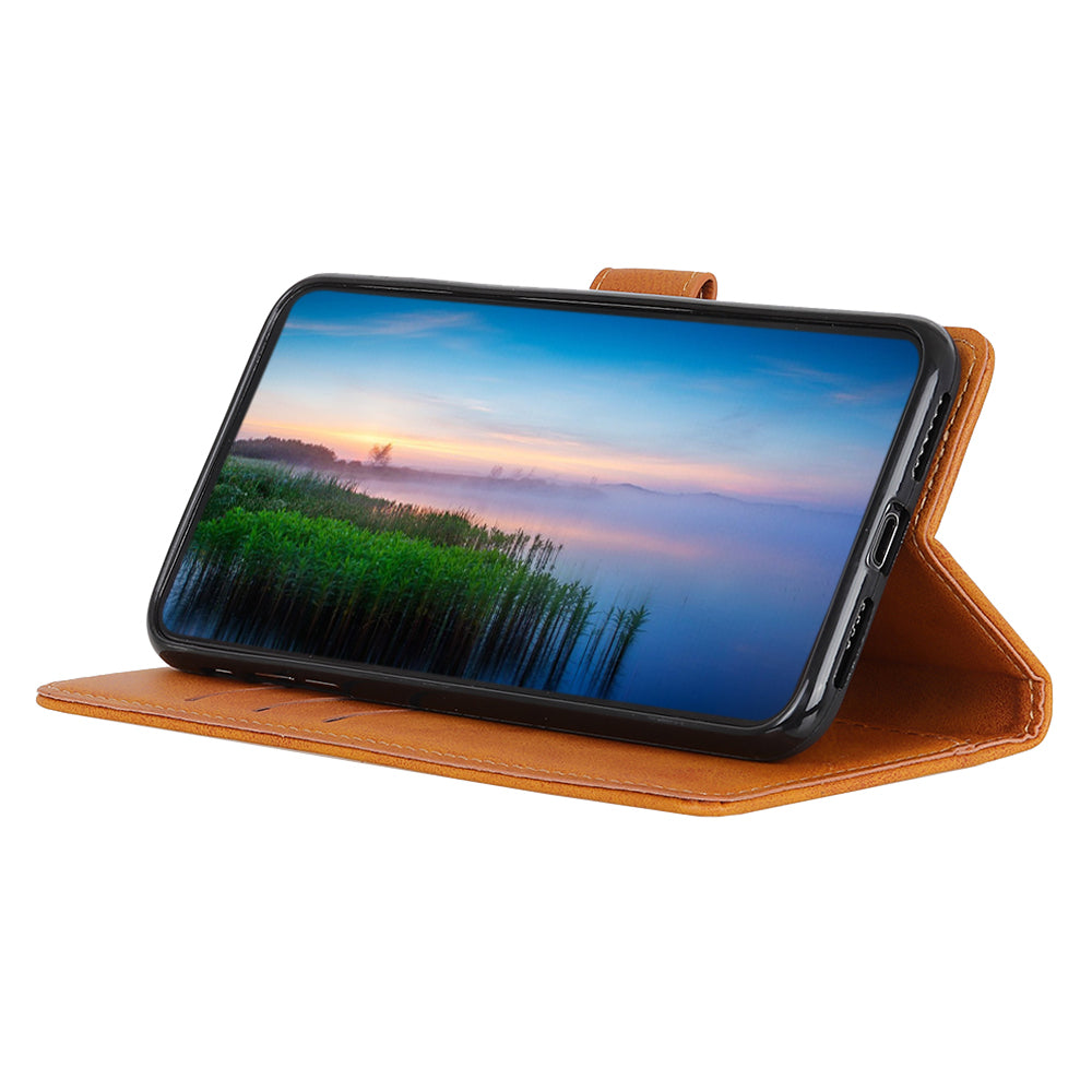 Uniqkart for iPhone 14 Plus Cowhide Texture Cell Phone Case PU Leather+TPU Foldable Stand Wallet Anti-Scratch Cover - Brown Uniqkart for iPhone 14 Plus Cowhide Texture Cell Phone Case PU Leather+TPU Foldable Stand Wallet Anti-Scratch Cover - Brown